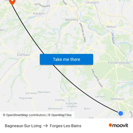 Bagneaux-Sur-Loing to Forges-Les-Bains map