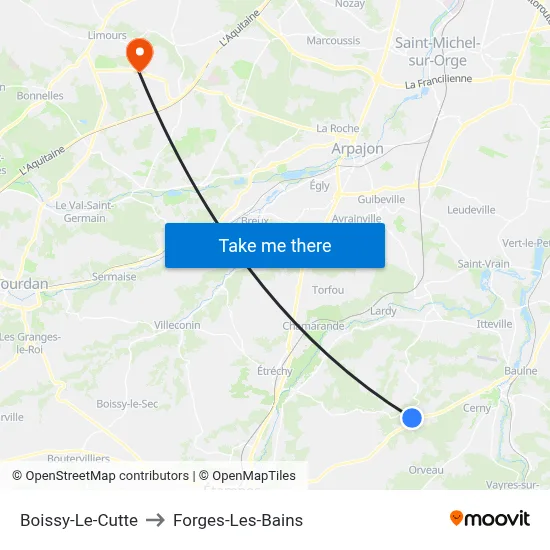 Boissy-Le-Cutte to Forges-Les-Bains map