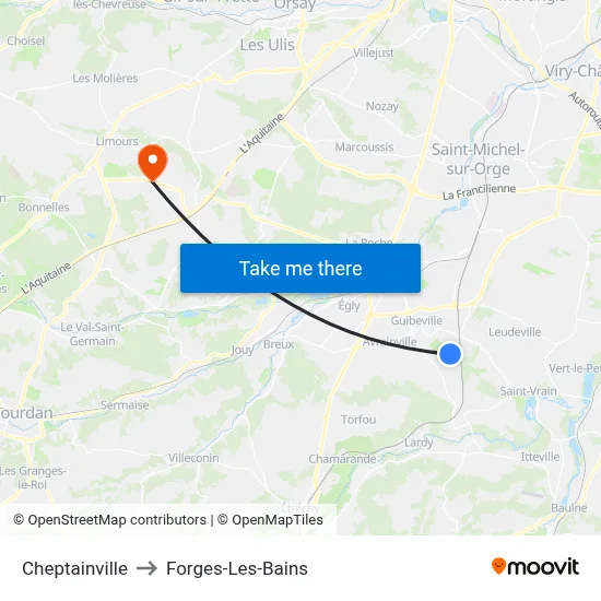 Cheptainville to Forges-Les-Bains map
