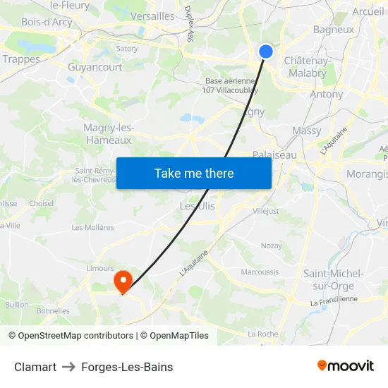 Clamart to Forges-Les-Bains map