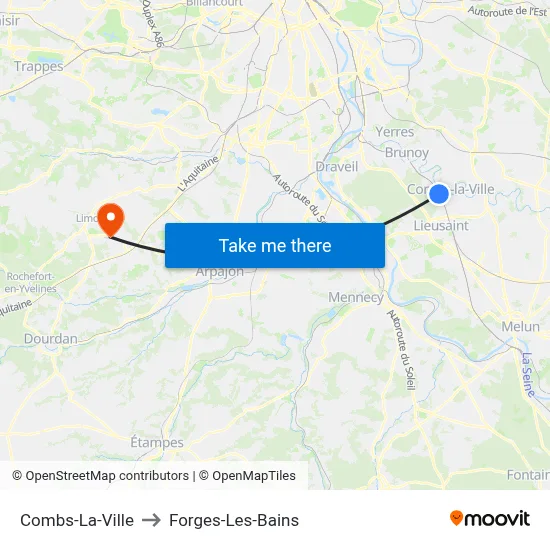 Combs-La-Ville to Forges-Les-Bains map