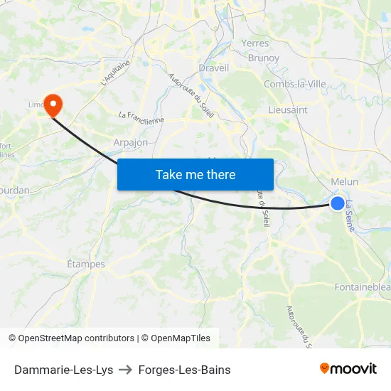Dammarie-Les-Lys to Forges-Les-Bains map
