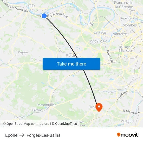 Epone to Forges-Les-Bains map
