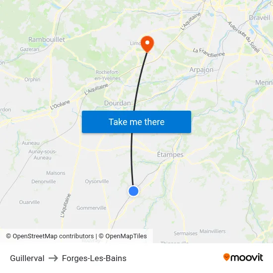 Guillerval to Forges-Les-Bains map