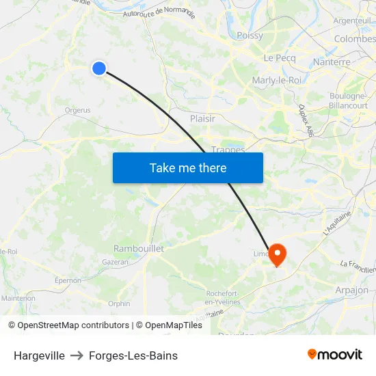Hargeville to Forges-Les-Bains map