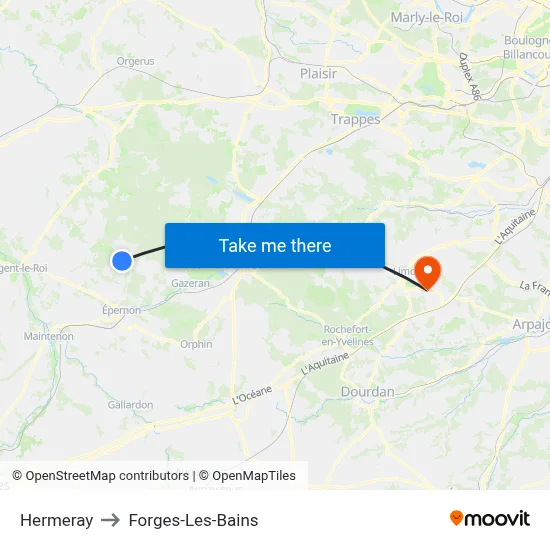 Hermeray to Forges-Les-Bains map