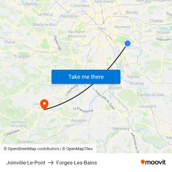 Joinville-Le-Pont to Forges-Les-Bains map