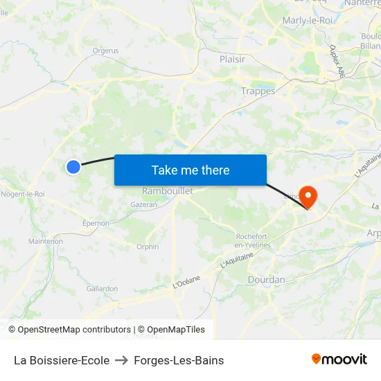 La Boissiere-Ecole to Forges-Les-Bains map
