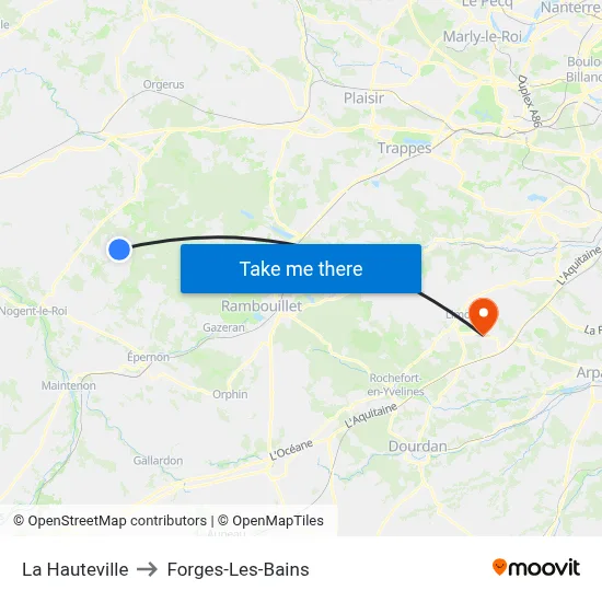 La Hauteville to Forges-Les-Bains map