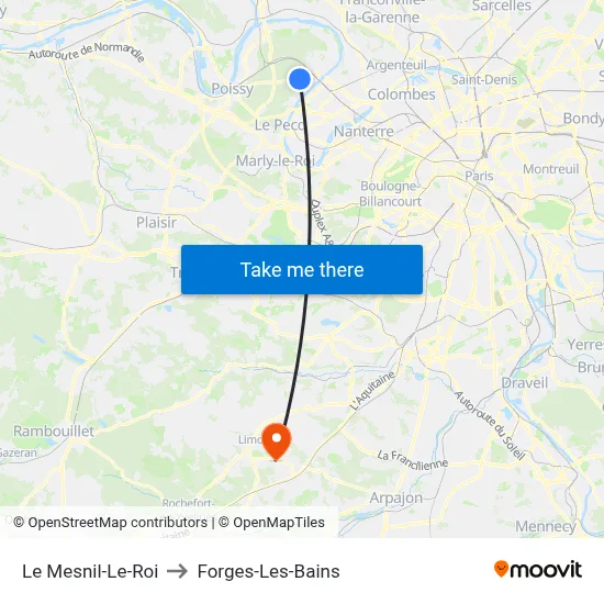 Le Mesnil-Le-Roi to Forges-Les-Bains map