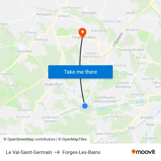 Le Val-Saint-Germain to Forges-Les-Bains map