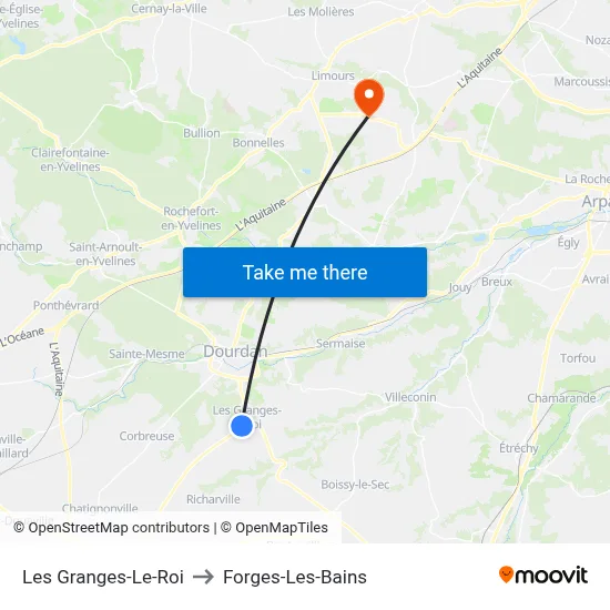 Les Granges-Le-Roi to Forges-Les-Bains map