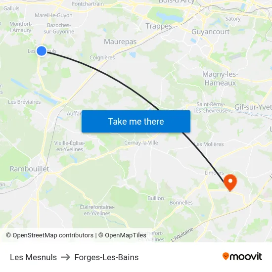 Les Mesnuls to Forges-Les-Bains map