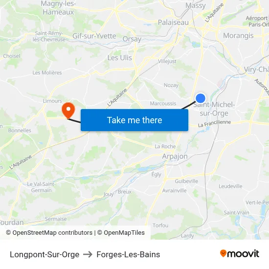 Longpont-Sur-Orge to Forges-Les-Bains map