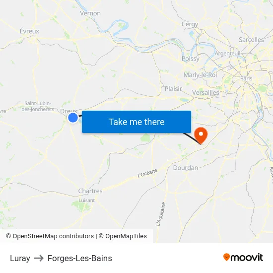 Luray to Forges-Les-Bains map