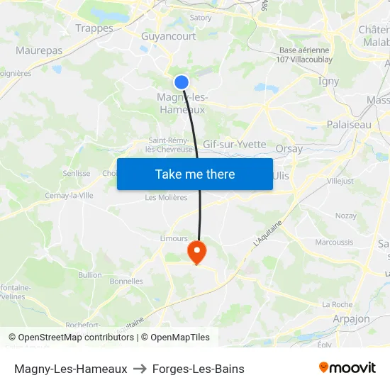 Magny-Les-Hameaux to Forges-Les-Bains map