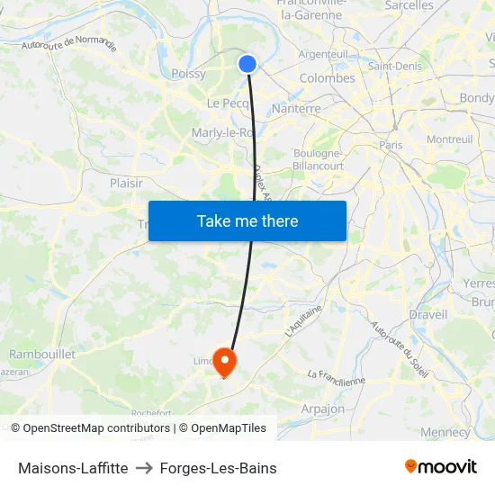 Maisons-Laffitte to Forges-Les-Bains map