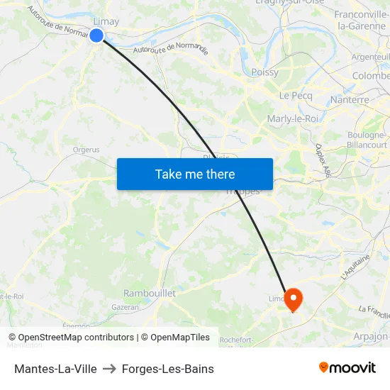 Mantes-La-Ville to Forges-Les-Bains map