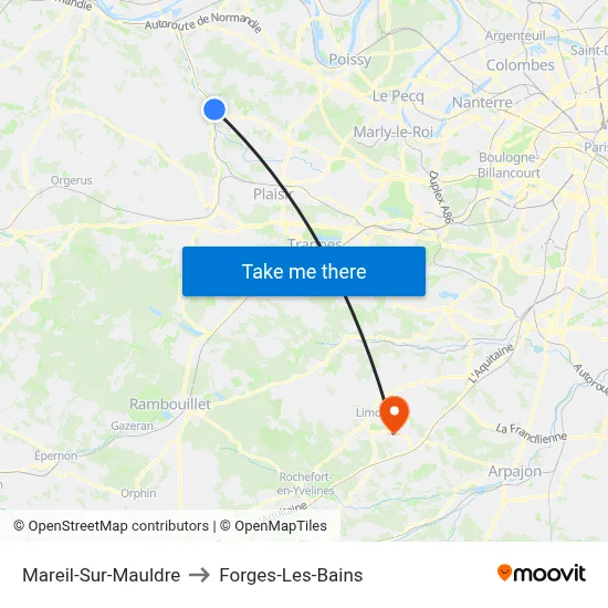 Mareil-Sur-Mauldre to Forges-Les-Bains map