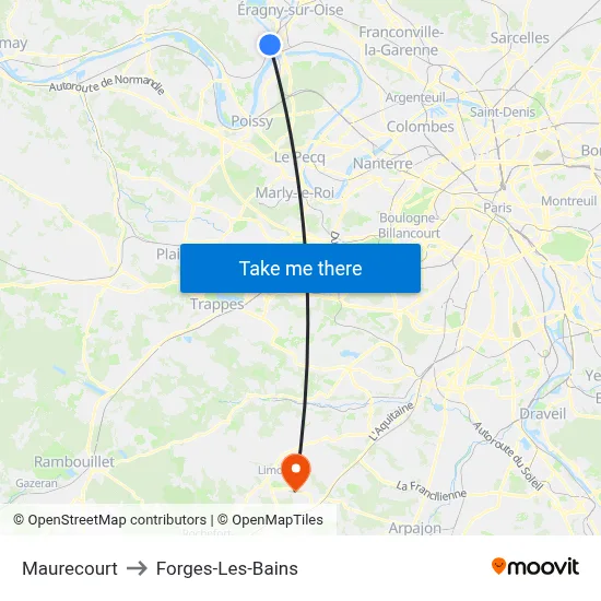 Maurecourt to Forges-Les-Bains map