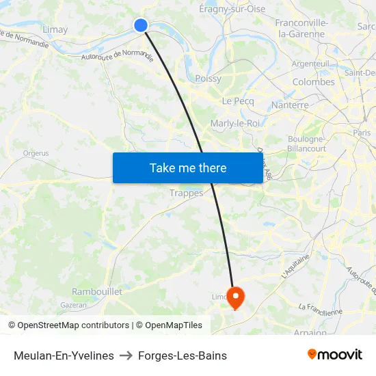 Meulan-En-Yvelines to Forges-Les-Bains map
