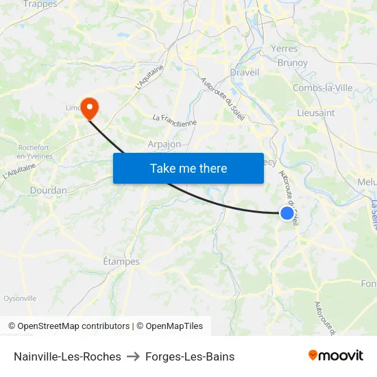 Nainville-Les-Roches to Forges-Les-Bains map