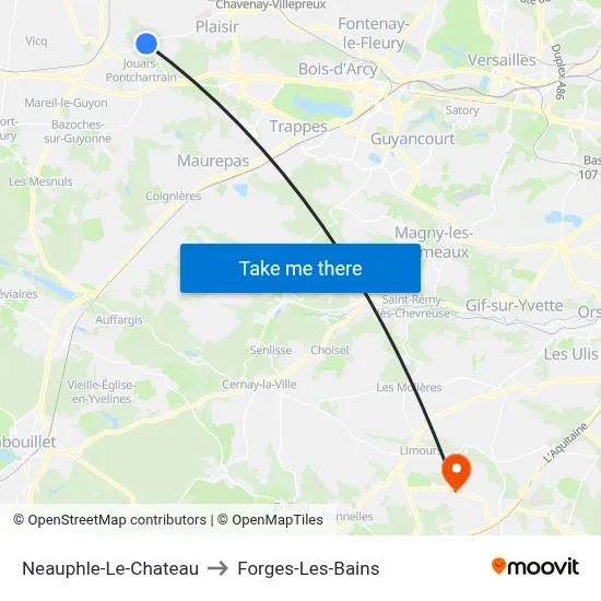 Neauphle-Le-Chateau to Forges-Les-Bains map