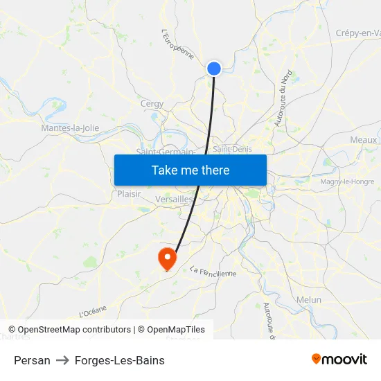 Persan to Forges-Les-Bains map