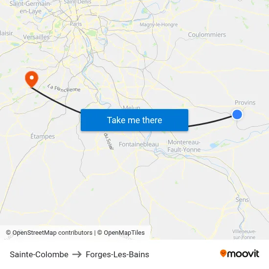 Sainte-Colombe to Forges-Les-Bains map
