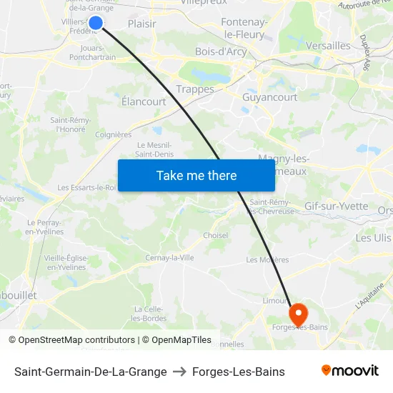 Saint-Germain-De-La-Grange to Forges-Les-Bains map