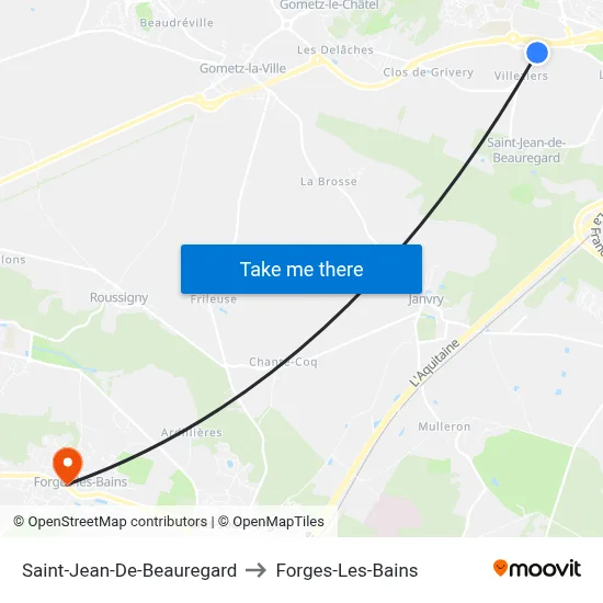 Saint-Jean-De-Beauregard to Forges-Les-Bains map