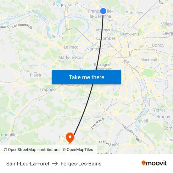 Saint-Leu-La-Foret to Forges-Les-Bains map