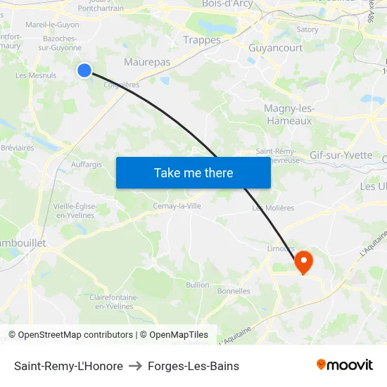 Saint-Remy-L'Honore to Forges-Les-Bains map