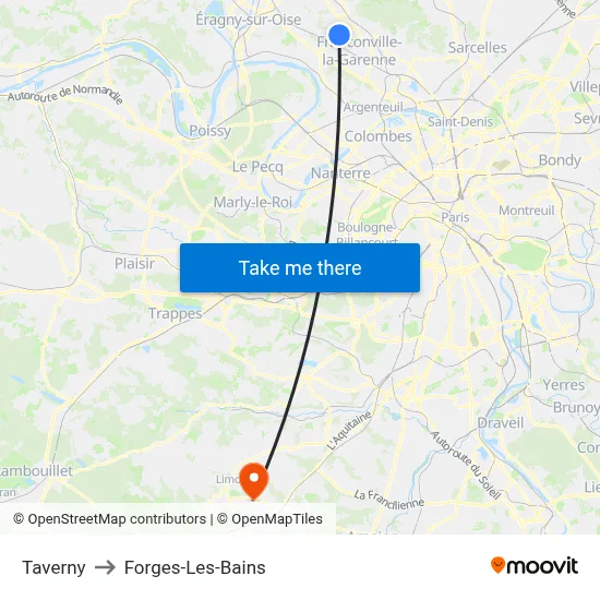 Taverny to Forges-Les-Bains map