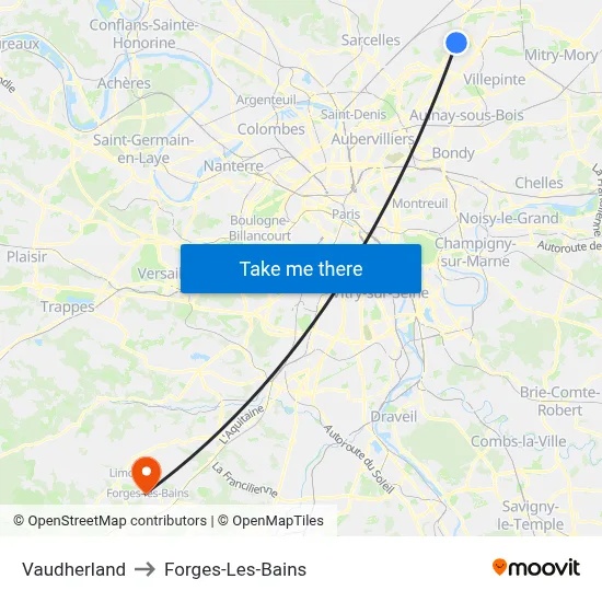 Vaudherland to Forges-Les-Bains map