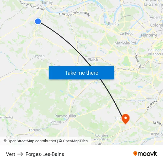 Vert to Forges-Les-Bains map