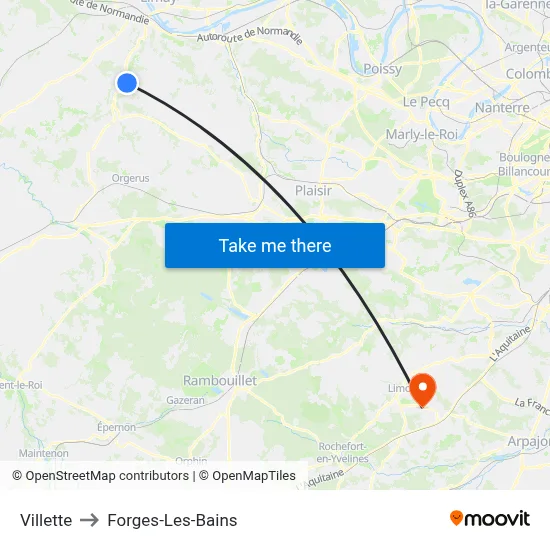 Villette to Forges-Les-Bains map