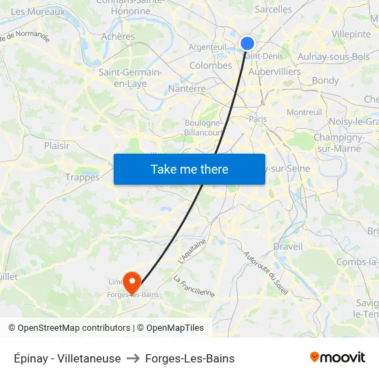 Épinay - Villetaneuse to Forges-Les-Bains map