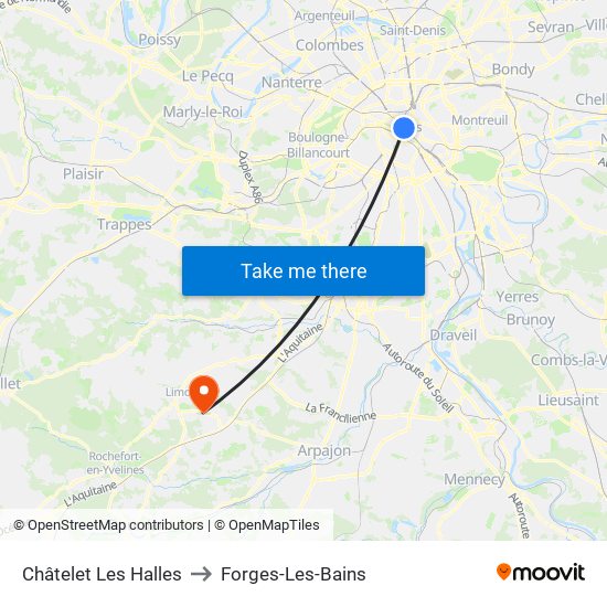 Châtelet Les Halles to Forges-Les-Bains map