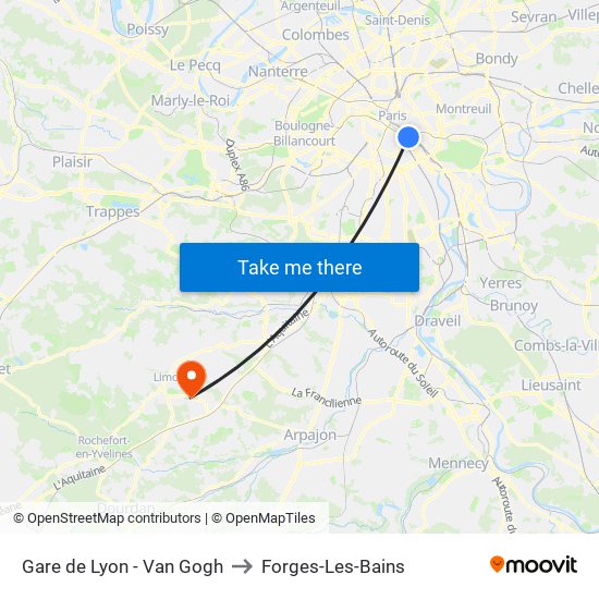 Gare de Lyon - Van Gogh to Forges-Les-Bains map