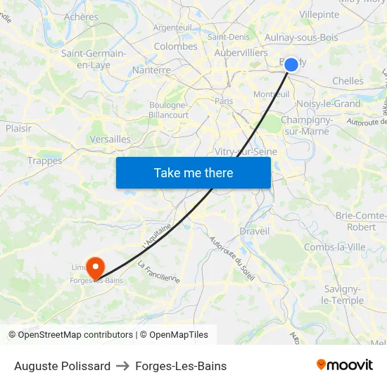 Auguste Polissard to Forges-Les-Bains map