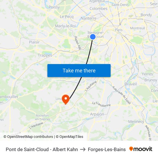 Pont de Saint-Cloud - Albert Kahn to Forges-Les-Bains map