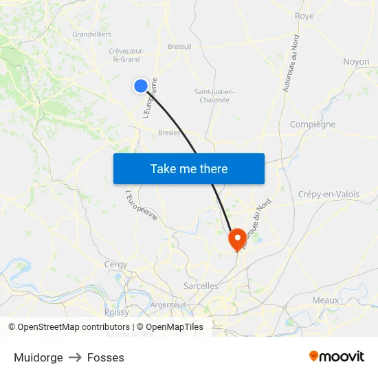 Muidorge to Fosses map