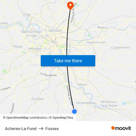 Acheres-La-Foret to Fosses map