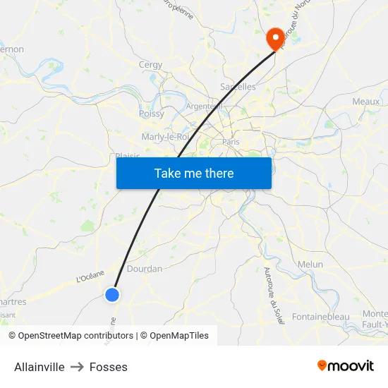 Allainville to Fosses map