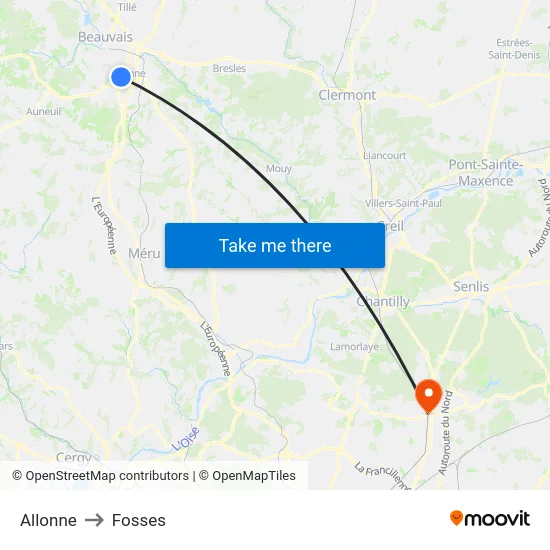 Allonne to Fosses map