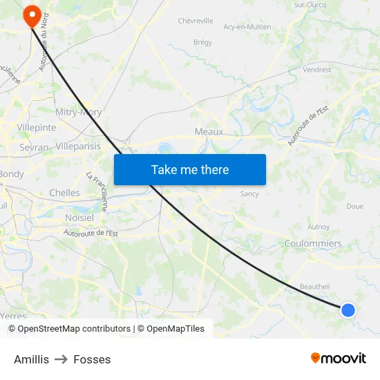 Amillis to Fosses map