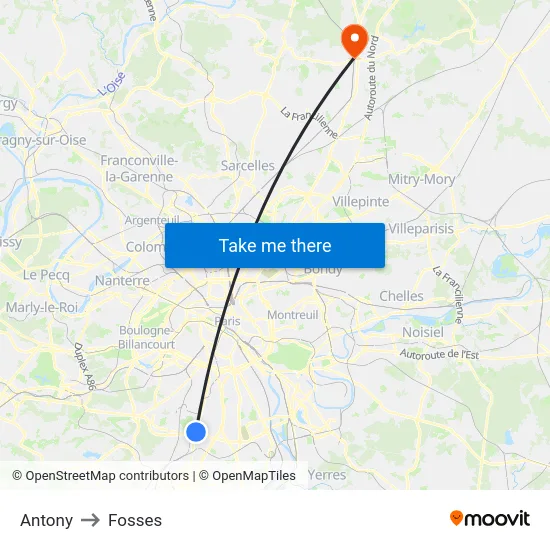 Antony to Fosses map