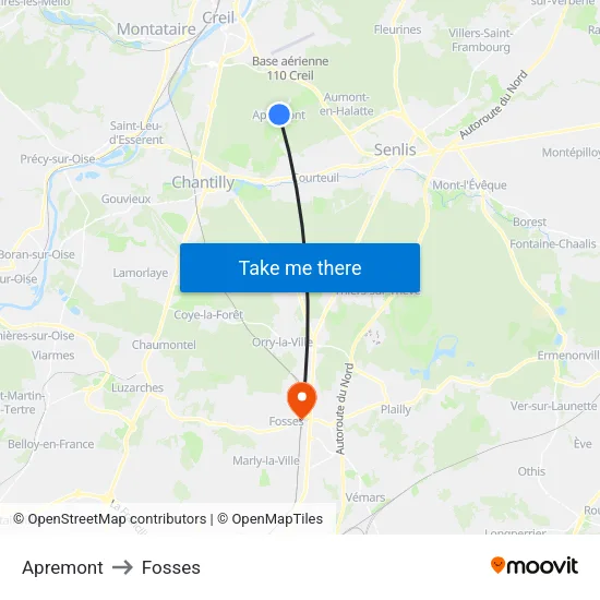 Apremont to Fosses map