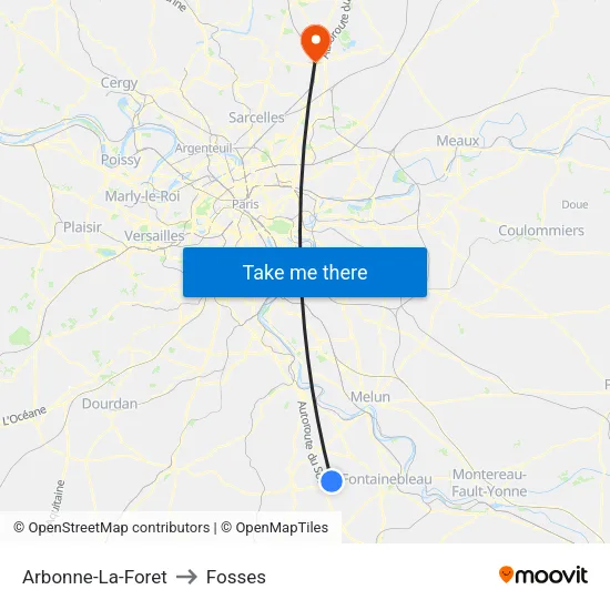 Arbonne-La-Foret to Fosses map